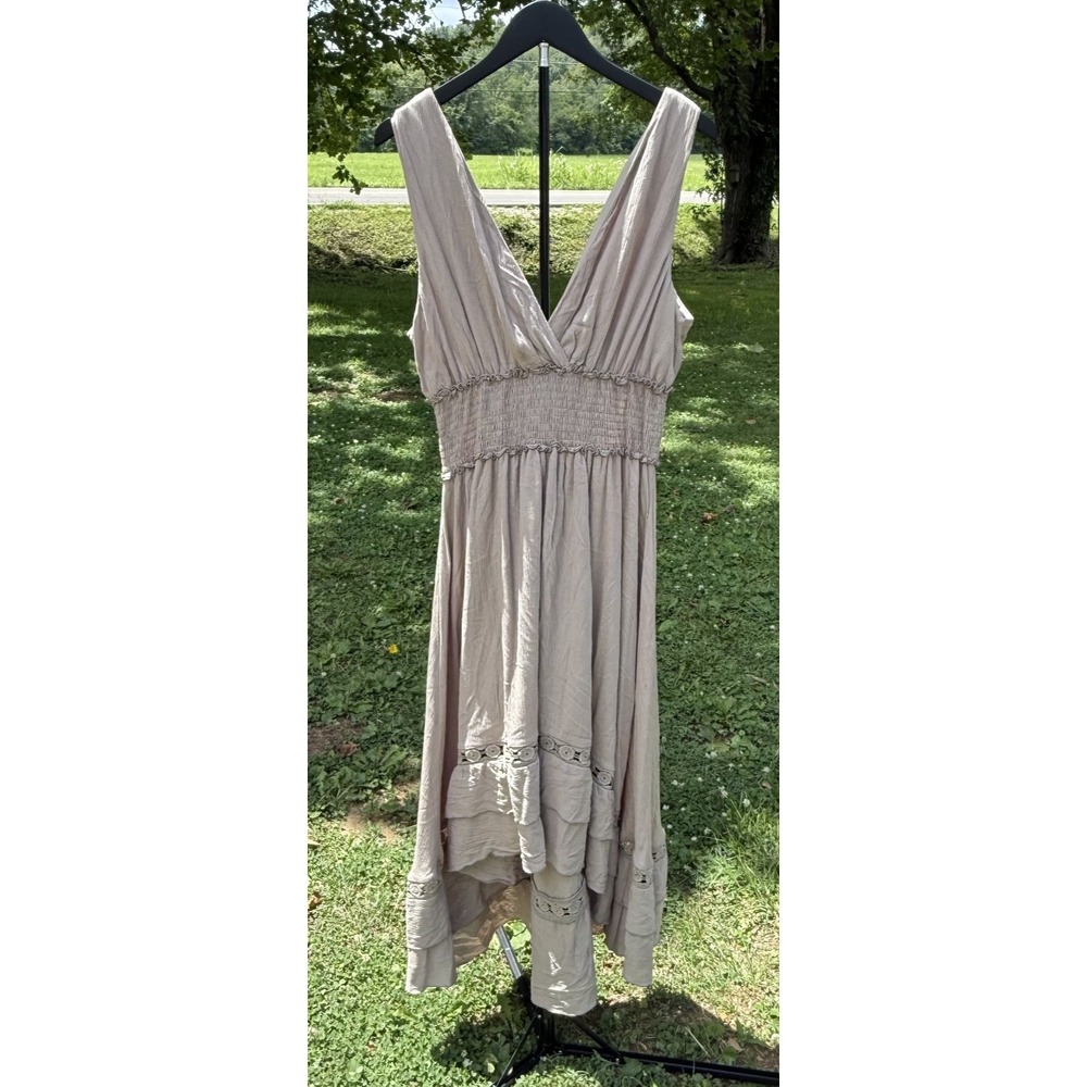 Vine and Valley Sundress XL Boho/Maxi Dress Empire Waist Beige Romantic Beachy